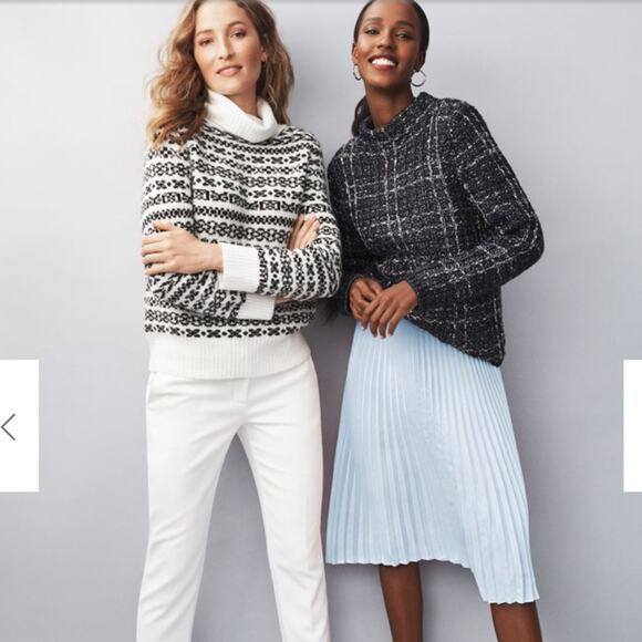 NWT Ann Taylor Winter White and Black Fairisle Turtleneck Soft Sweater - SMALL - Picture 5 of 8